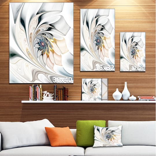 Designart - White Stained Glass Floral Art